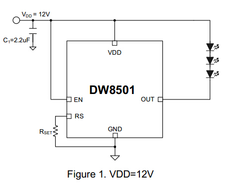 DW8501典型應用電路 DW8501典型應用電路圖 PWM調光