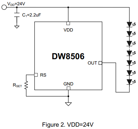 DW8506 24V典型應用電路圖 指示照明驅(qū)動方案 DW8506 24V典型應用電路圖 指示照明驅(qū)動方案
