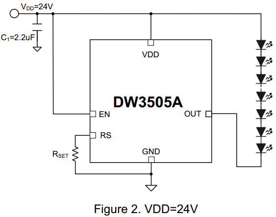 DW3505A 24V典型應用電路圖 指示照明驅(qū)動方案 DW3505A 24V典型應用電路圖 指示照明驅(qū)動方案