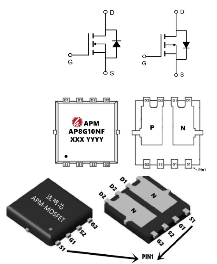 100V,N+P-溝道MOS